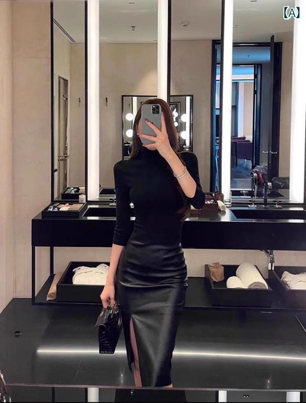 レディース　スカート　ハイウエスト Rouje Naive シープスキン スカート 2025 秋冬 革 レディース ハイウエスト スリット ヒップ ラップ 万能