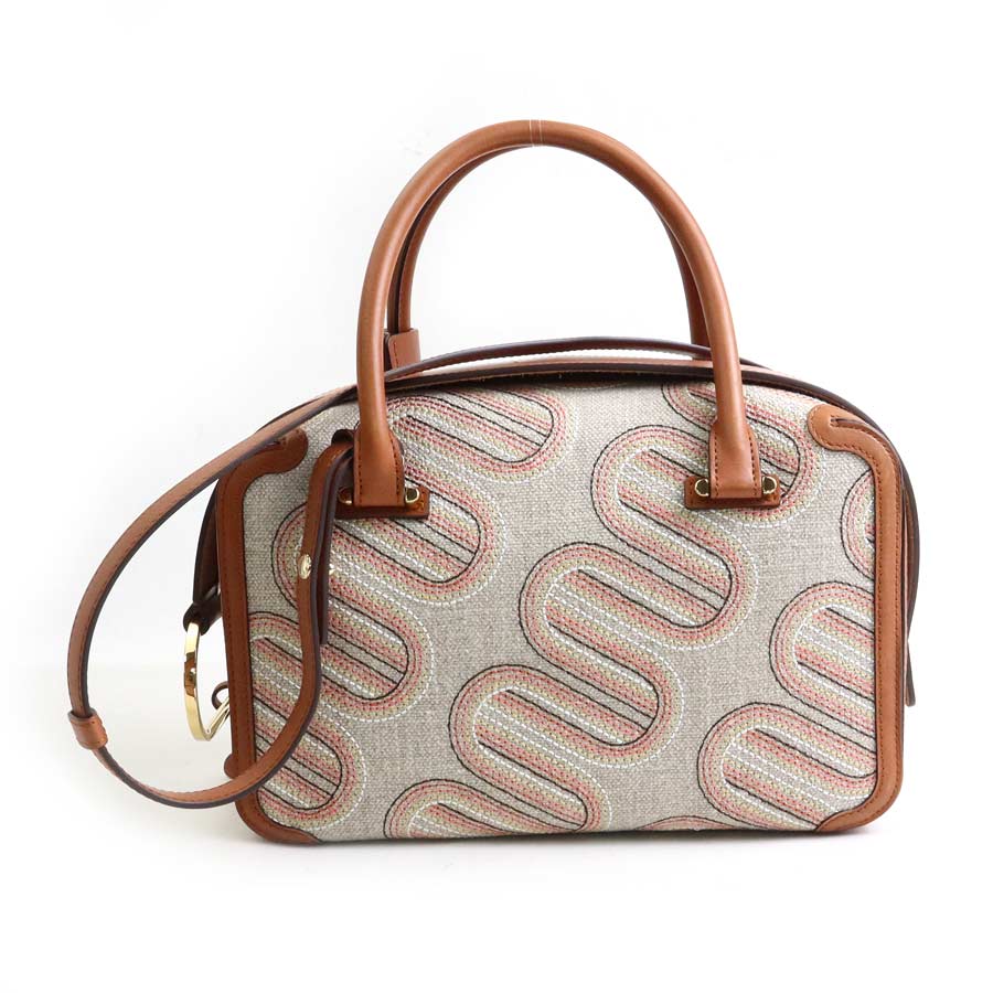 デルヴォー DELVAUX ハンドバッグ ショルダーバッグ クールボックスMM レザー/キャンバス ブラウン×グレー系 レディース 90176a