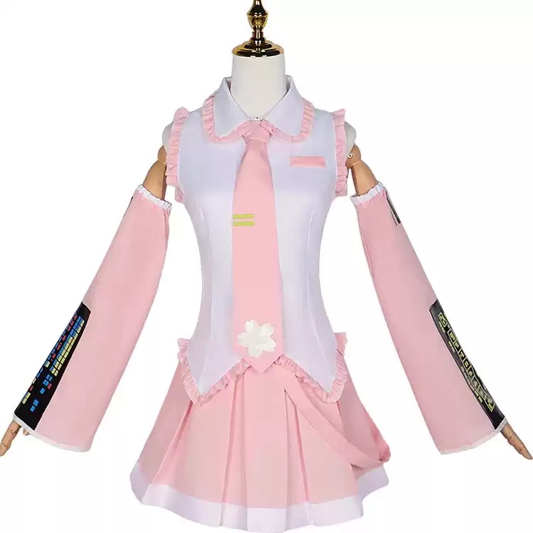 大人用 VOCALOID ボーカロイドシリーズ 風 ピンクの初音ミクコスプレ衣装ウィッグ 変装 仮装 コスチューム 撮影 祭り