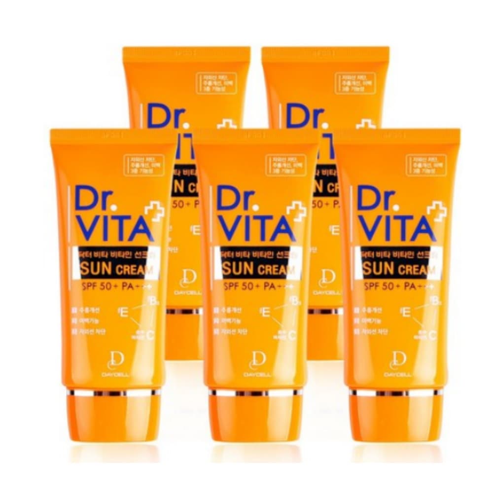 美白・シワ改善・紫外線遮断の3重機能性ビタミン日焼け止め（SPF50+ / PA+++）50g5個入り