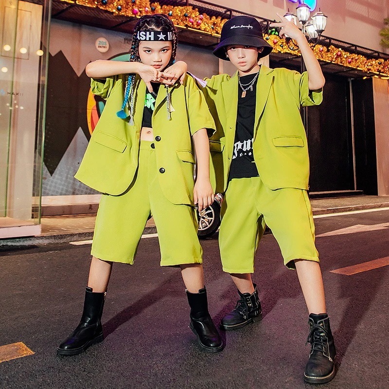 子供ストリートダンストレンド服ヒップホップ男の子スーツ子供服ストリートヒップホップスーツサマードレス女性ジャズダンスパフォーマンス服 母の日 プレゼント