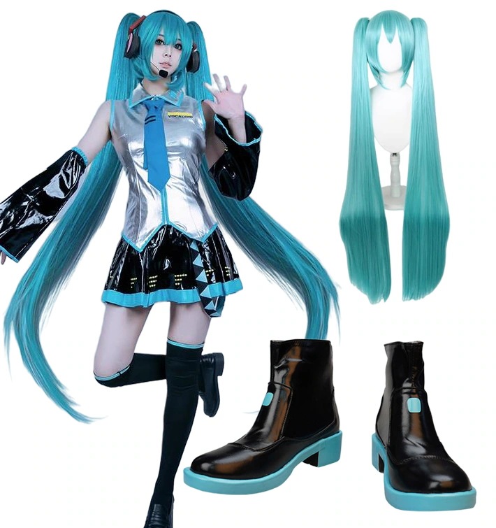 コスプレ衣初音ミクMikuウィッグ靴付きイベントパーティー変演出服クリスマスパーティー