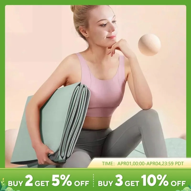 3営業日発送折り畳み式ヨガマットエコフレンドリー旅行フィットネスマット両面滑り止めヨガピラティス & フロアワークアウト用