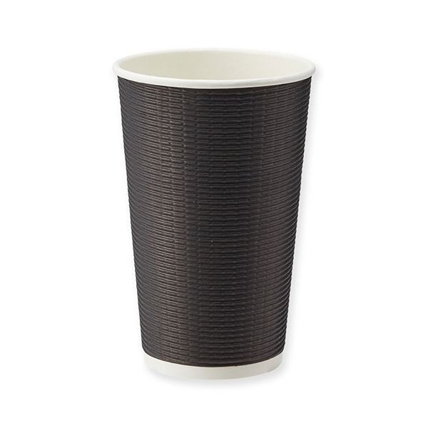 紙コップ エコ断熱カップ16オンス(480ml) ブラック 1セット(500個:25個20パック)