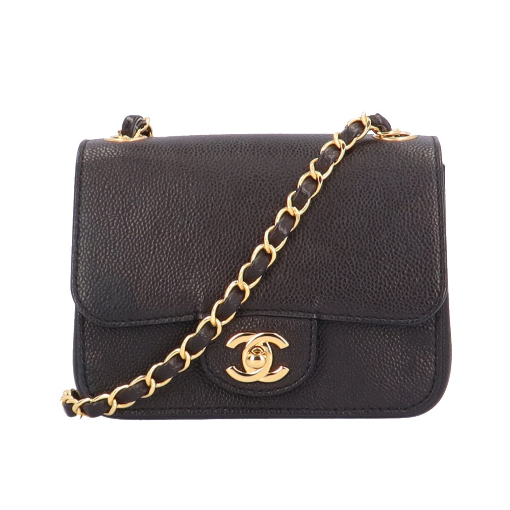 シャネル ミニショルダーバッグ ショルダーバッグ キャビアスキン ブラック CHANEL 中古 美品