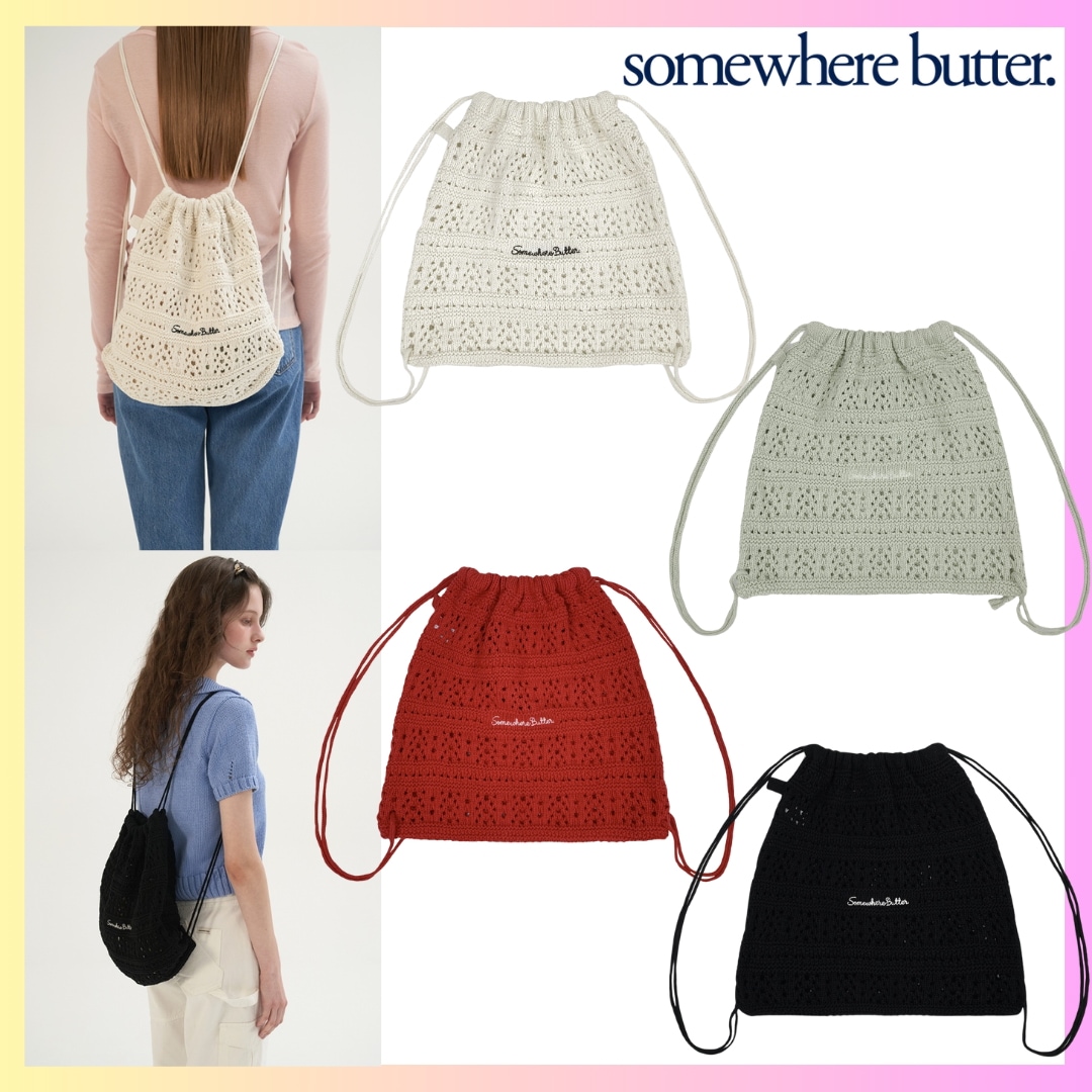 Yogurt knit string bag 4 Colors + Free Omake リュック レディースサック韓国 ブランドミニ 通勤 リュック 軽量大容量 通学