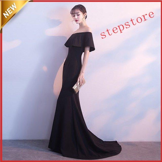 黒 マーメイドドレス ボートネック オフショルダー トレーン イブニングドレス 20代 30代 40代 二次会ドレス ロングドレス パーティー 5,154円