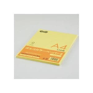 (まとめ) TANOSEE αエコカラーペーパーII A4 イエロー 少枚数パック 1冊(100枚) 10セット