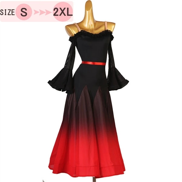 新品更新 社交ダンス ワンピース モダンドレス ラテンダンス 社交ダンスドレス 社交ダンス衣装 ダンス発表会 大きい裾 スタンダードドレス 競技着 練習着 演出用 ワルツダンス ダンス衣装 ダンスパー