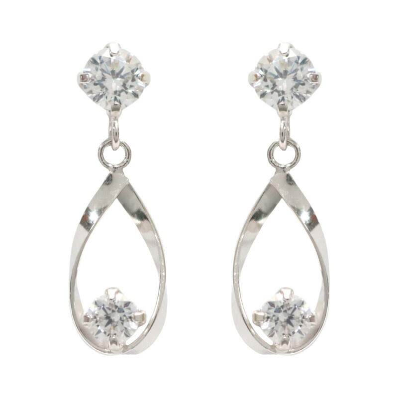 ピアス レディース しず モチーフ ジュエリー K10ホワイトゴールド