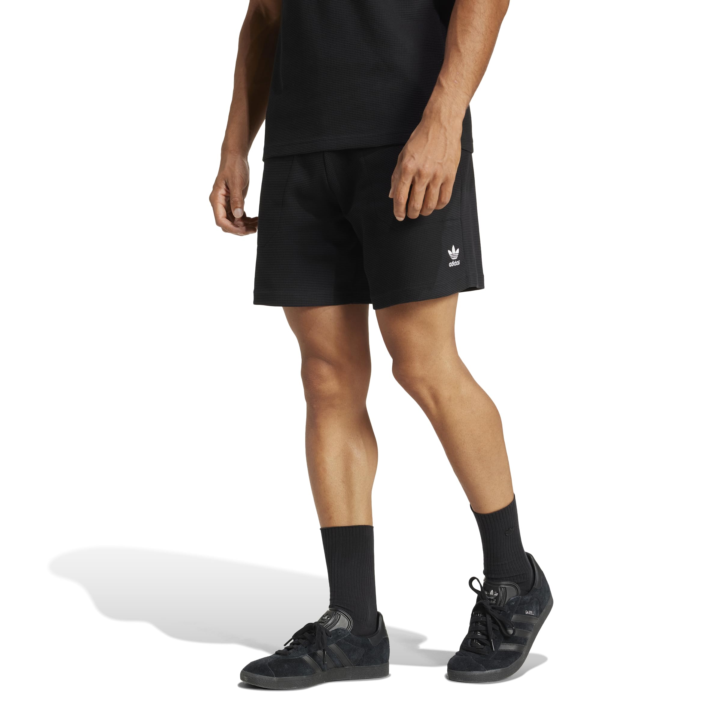 ハーフパンツオールブラックス エッセンシャルズ ワッフルショーツ KPQ28メンズ