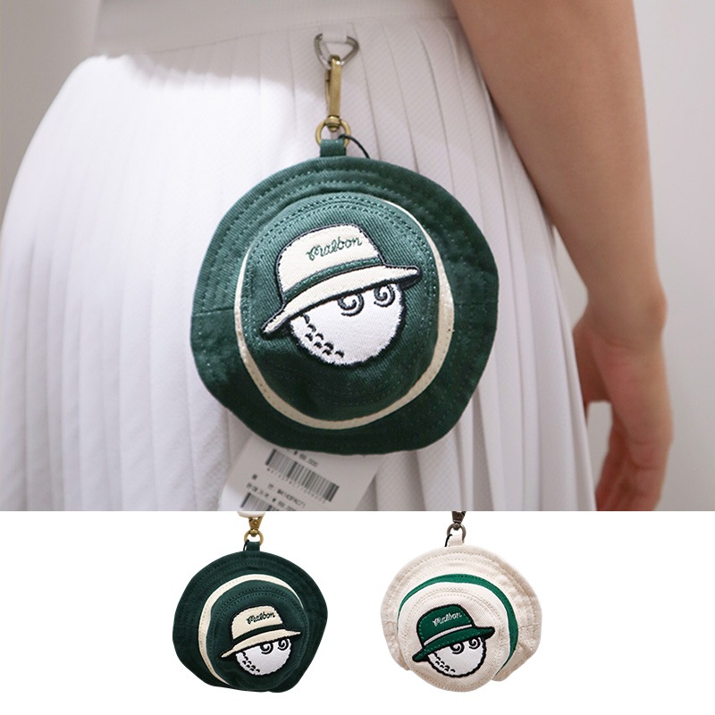 韓国正規品 Malbon Buckets ball-case / Ivory / Green ゴルフポーチ ティーホルダー ゴルフホルダー 小物収納 コンパクト ゴルフ用