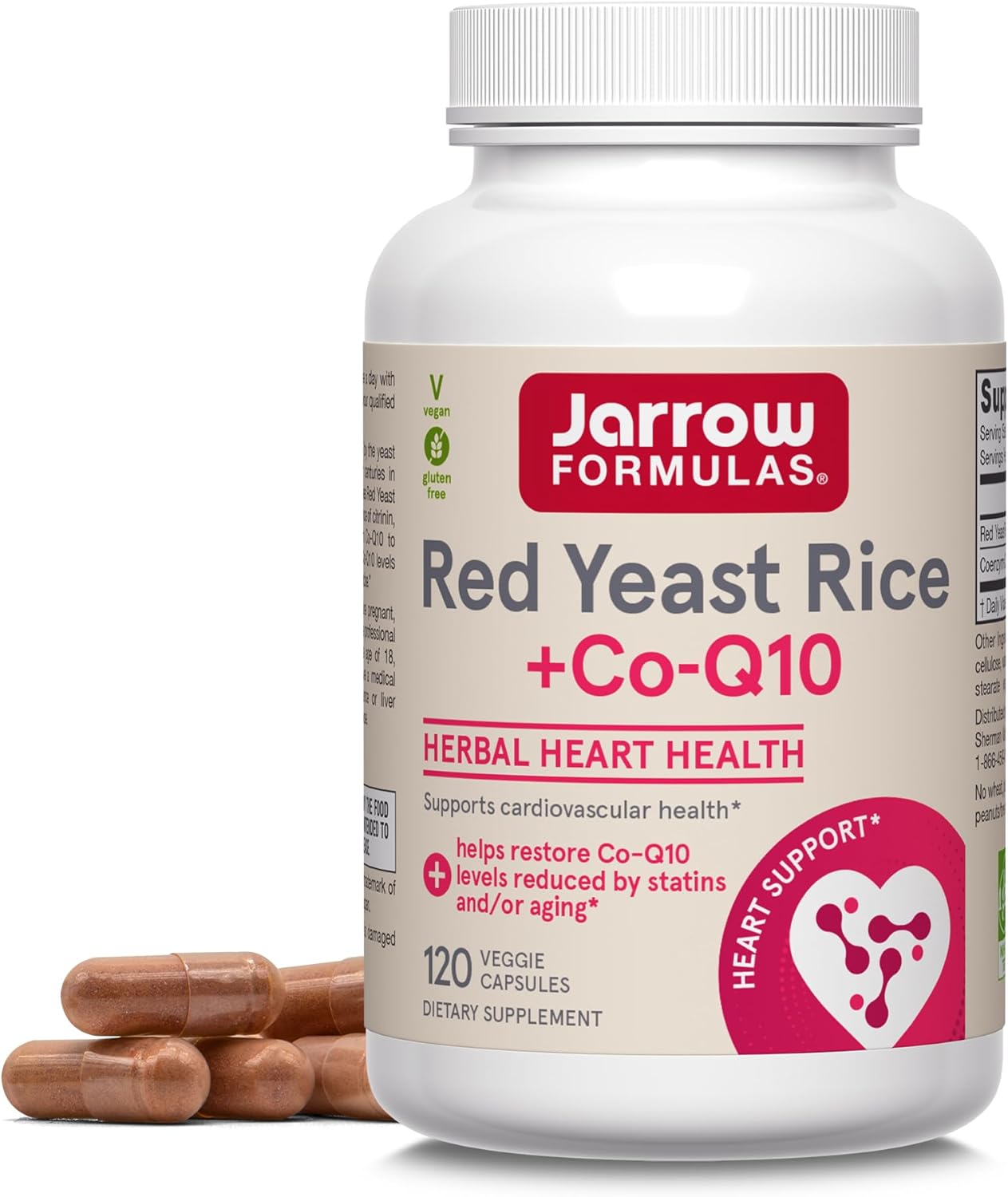 Jarrow ジャローRed Yeast Rice + Co-Q10 600 MG 120錠 ベジタリアンカプセル