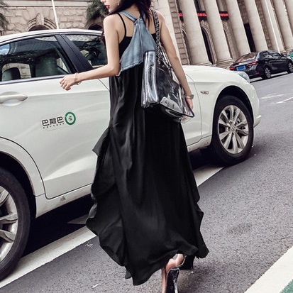 デニム ワンピース ミックス オーバーサイズ カジュアルスタイル 個性派 ストリート ファッション