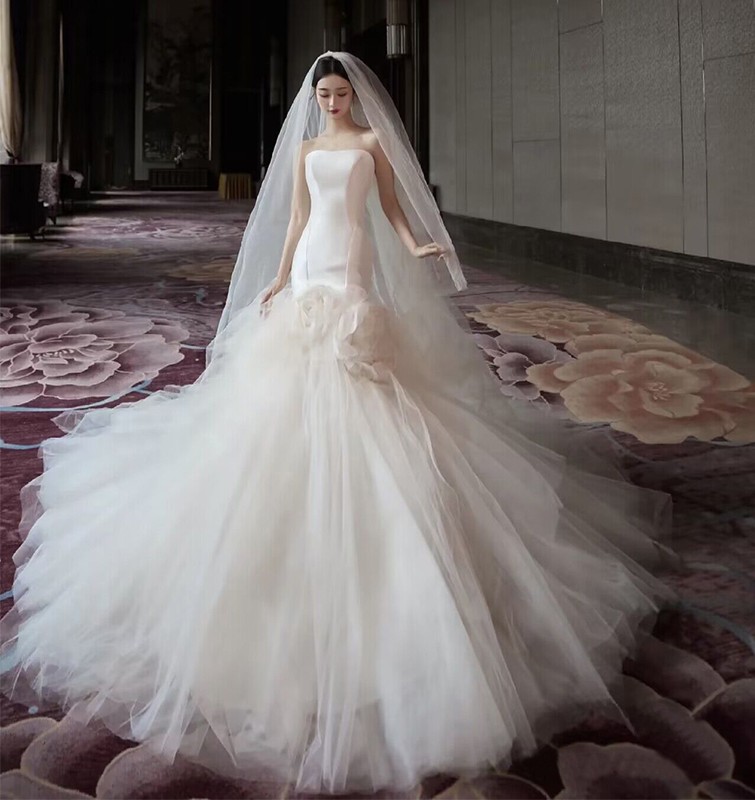 ウェディングドレス 白 花嫁 結婚式 ドレス パーティードレス マーメイドドレス 安い 花嫁 挙式 二次会 ブライダル 結婚式 レディース ロングドレス 白 レース プリンセスライン 撮影 編み上
