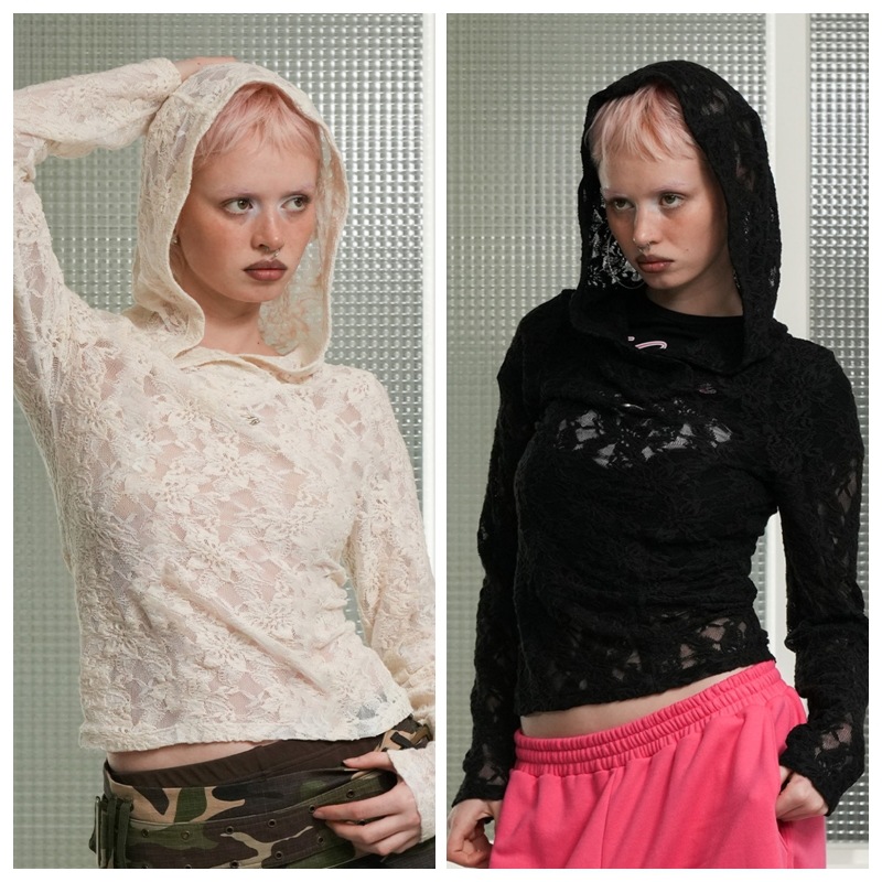 【GRAILZ】 LACE HOOD TOP : 2COLORSパーカー