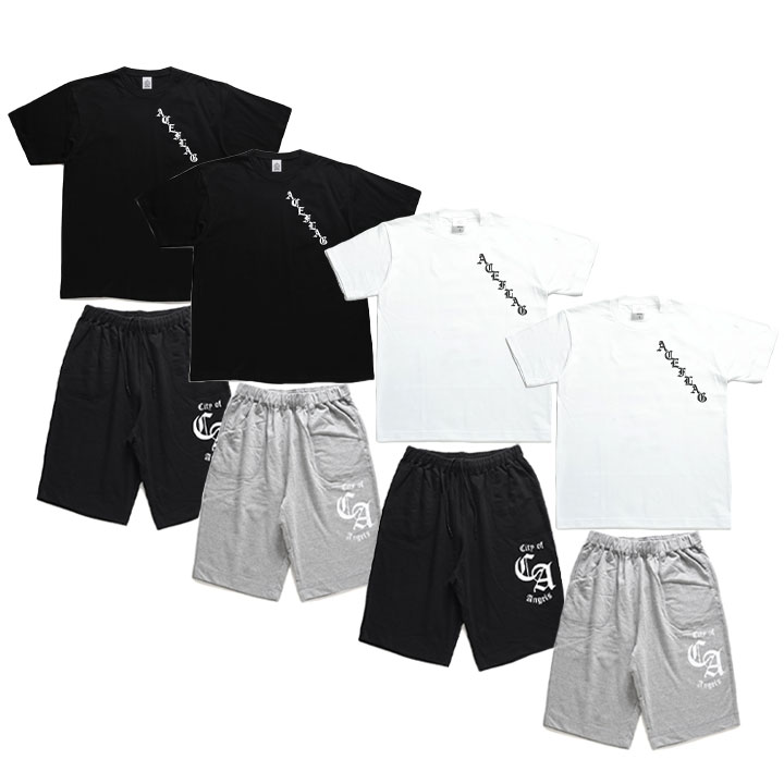 ACE FLAG 上下セット 半袖 ブランド Tシャツ ハーフパンツ メンズ 春夏用 全4色 大きいサイズ エースフラッグ セットアップ ゆったり スウェット