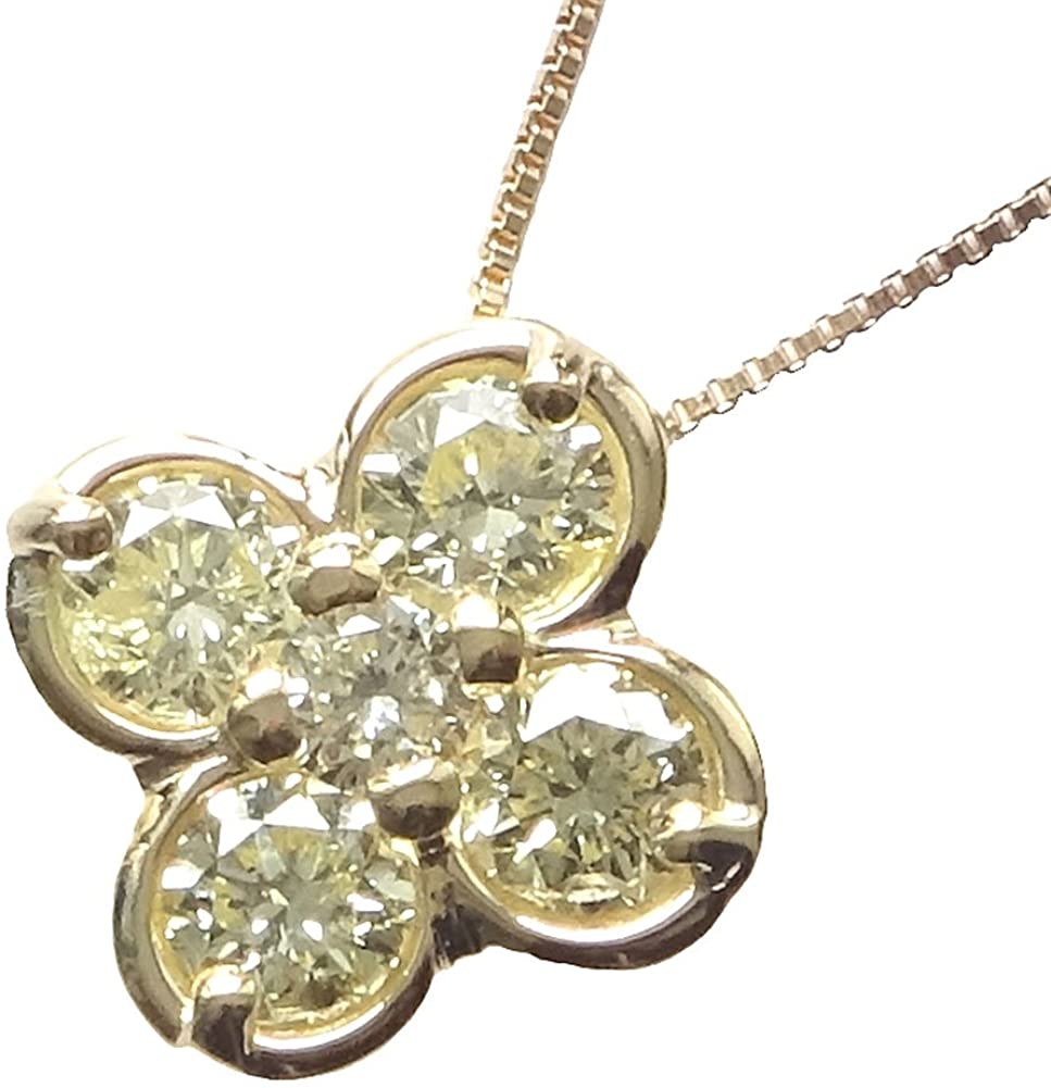 18金クローバー ネックレス ダイヤモンド0.43ct