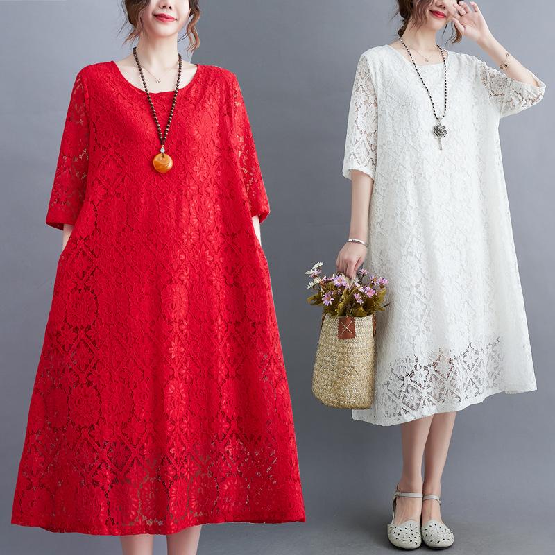 (girl shop)新品販売 ワンピース レディース 50代 夏 ロングワンピース お呼ばれワンピース 30代40代 ファッション 五分袖ワンピース エレガント お祝い 披露宴 大人 全4色 2枚購