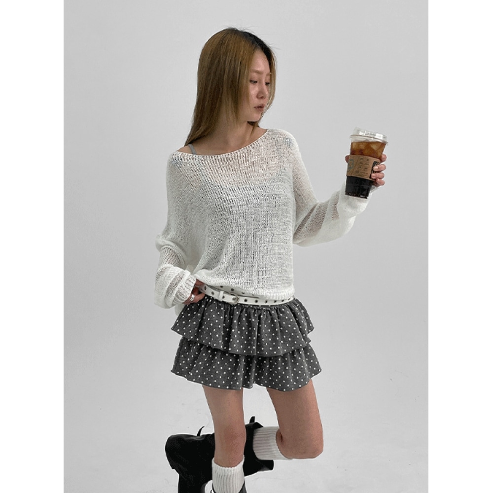 ブラックアップハローシーボートネックサマーニット