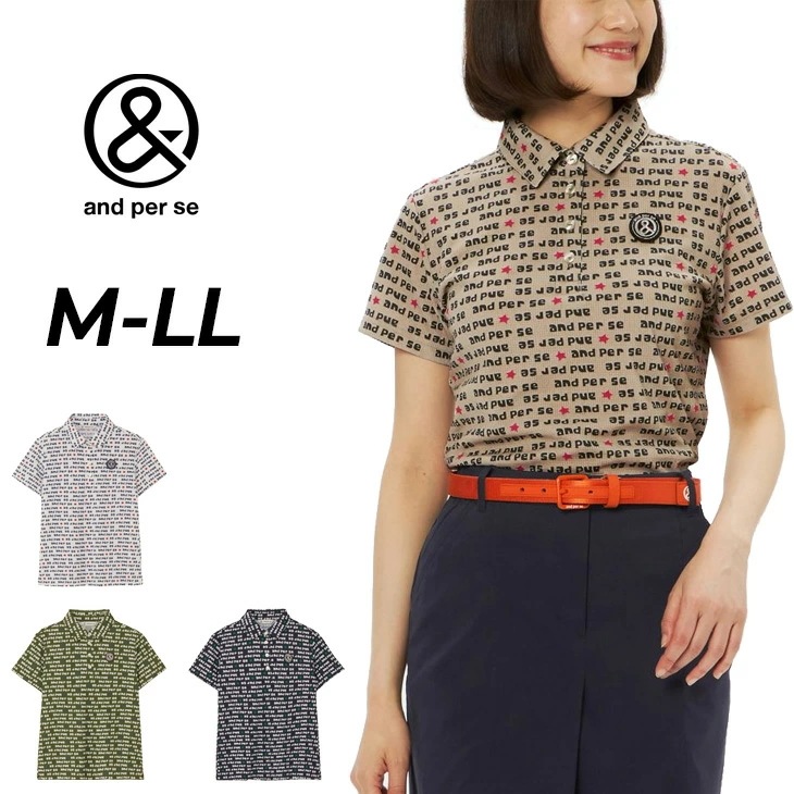 半袖シャツ 衿つき レディース ゴルフウェア ソルケアドットプリンテッド遮熱 ストレッチ UVカット 吸汗速乾 女性用 ゴルフポロ 総柄 ゴルフシャツ トップス おしゃれ/AFF9615X7