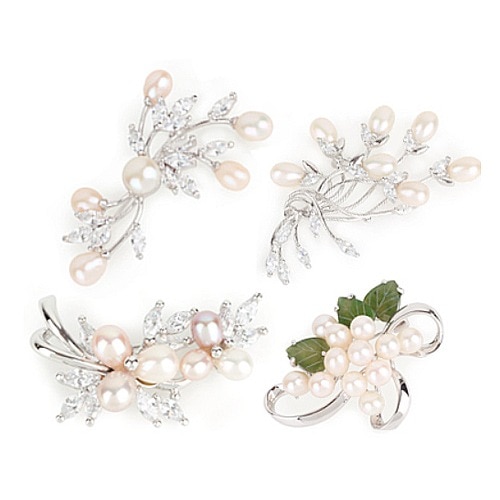 淡水真珠花ブローチ パールコサージュ 4タイプ