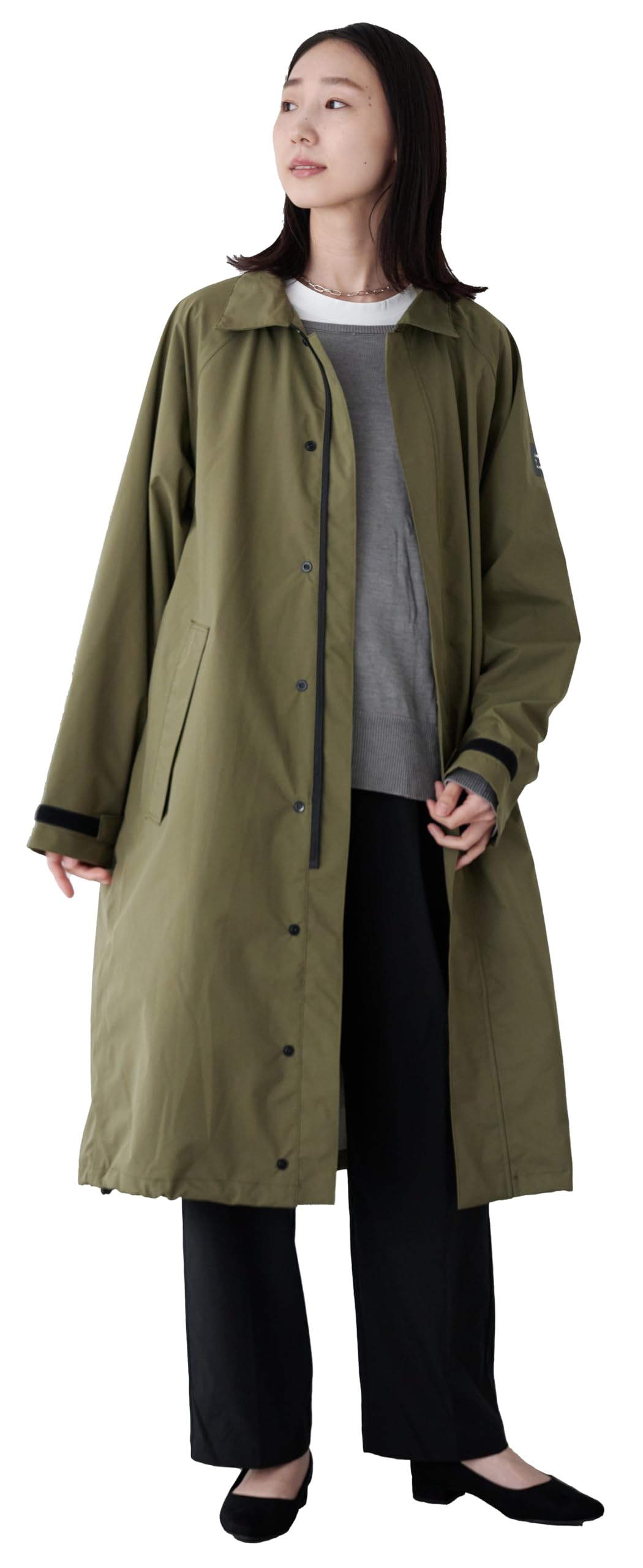 [アメトハレ] レインコート ステンカラーコート 晴雨兼用 防水 AH-300 3レイヤーステンカラーコート メンズ レディース (オリーブ, M)