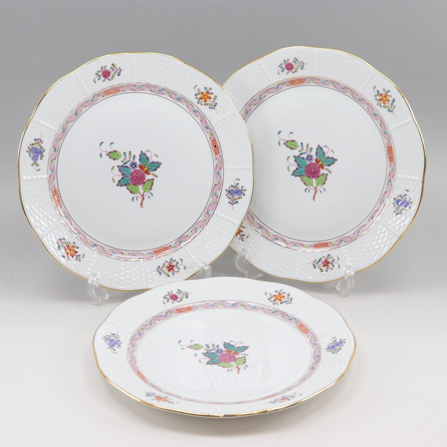 アポニーフラワー プレート×3枚 524 AF 25cm 食器 ポーセリン _ 未使用 Sランク