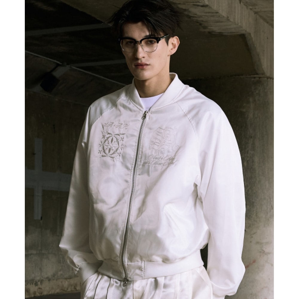 SLOW ACID アンドレキム X スローアシッドサテンスーベニアジャケット [ホワイト]