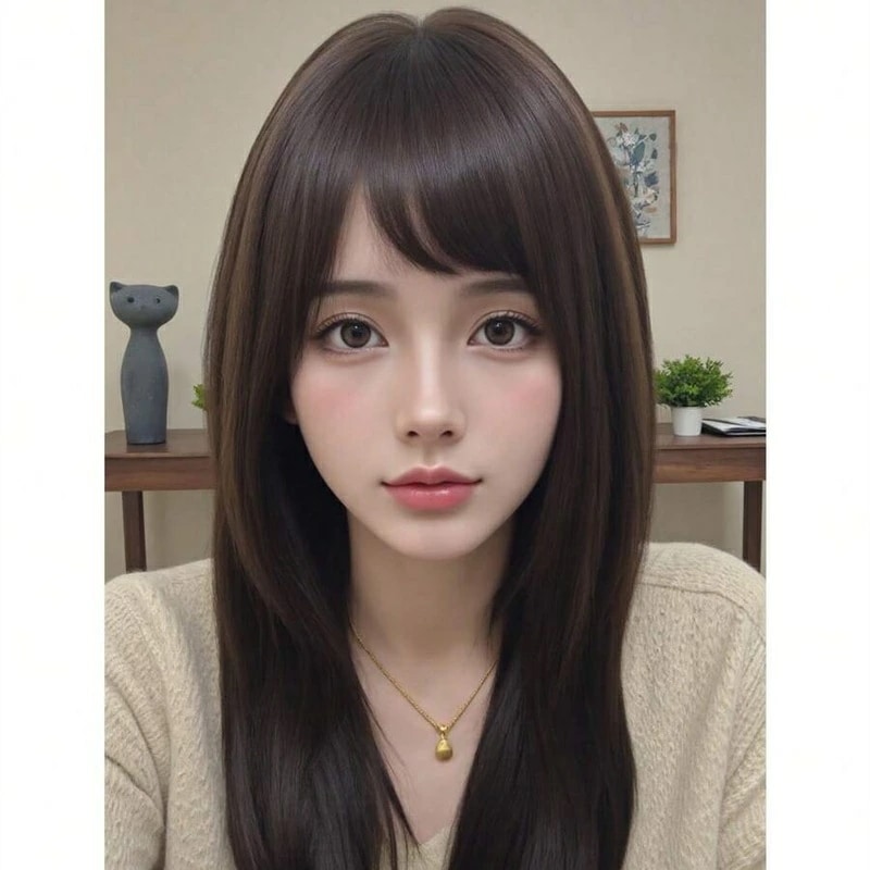 ストレートスタイルウィッグ ブラウン系 マルチカラー 55cm/22in 前髪付き フルウィッグ 耐熱合成髪女性用初心者向け日常＆パーティー＆コスプレに最適ローズネットキャップ（調節可能）スムーズ＆多