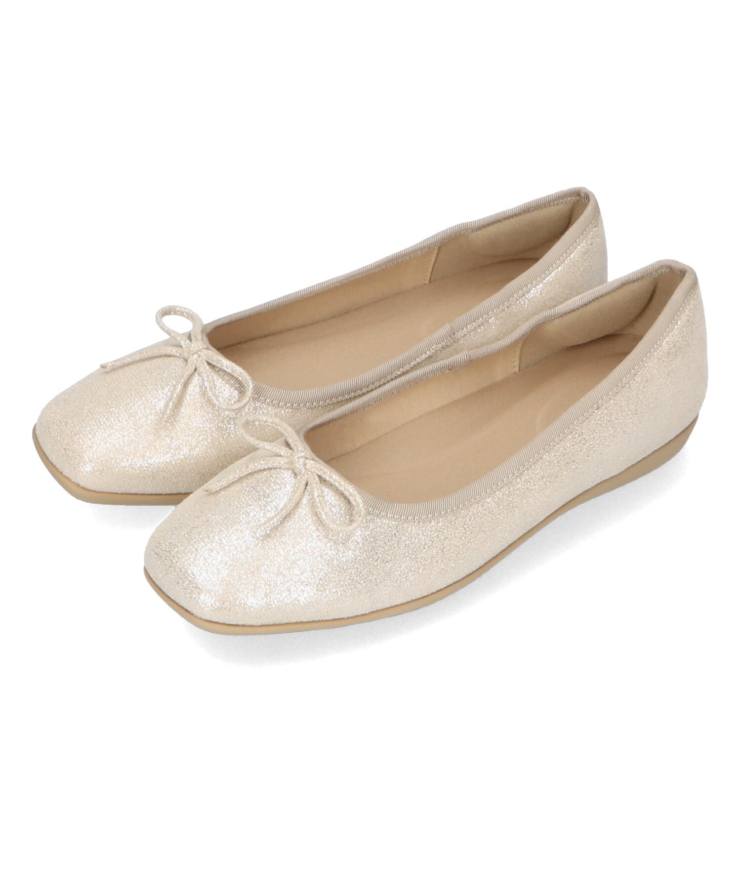 [オリエンタルトラフィック] バレエシューズ フラット 軽量 クッション入り 中敷取り外し可能 洗える シンプル リボン 通年 レディース R-4009 GOLD 24.0 cm