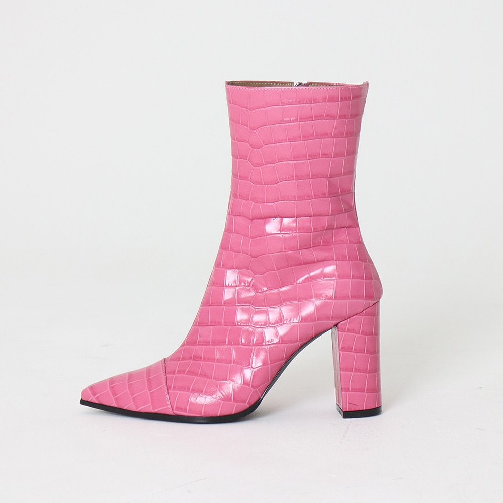 Barneys Croco Ankle Boots Pink