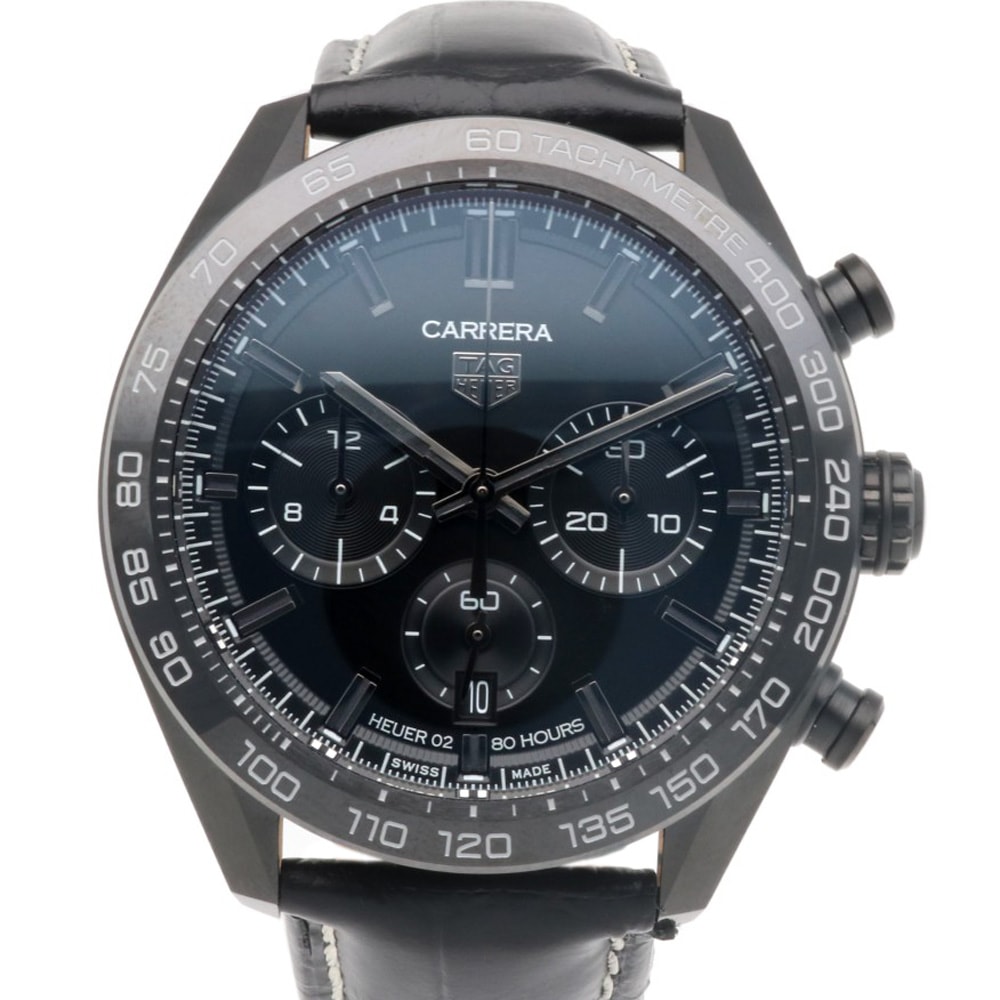 タグホイヤー カレラ キャリバー02 ジャパンブラックエディション 腕時計 ステンレススチール CBN2A1G 自動巻き 1年保証 TAG HEUER 中古