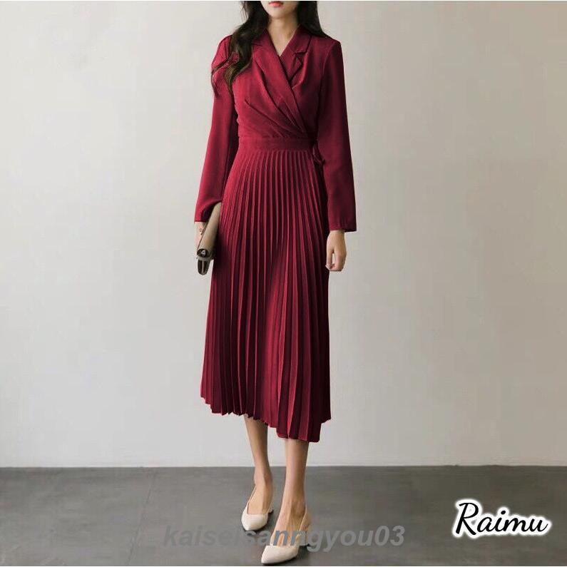 黒 ワンピース ロング カジュアル おしゃれ 夏 きれいめ 袖あり ロング丈 ミモレ丈 長袖 レディース ワンピ ドレス カシュクール オフィス お呼ばれ 大きい 5,280円