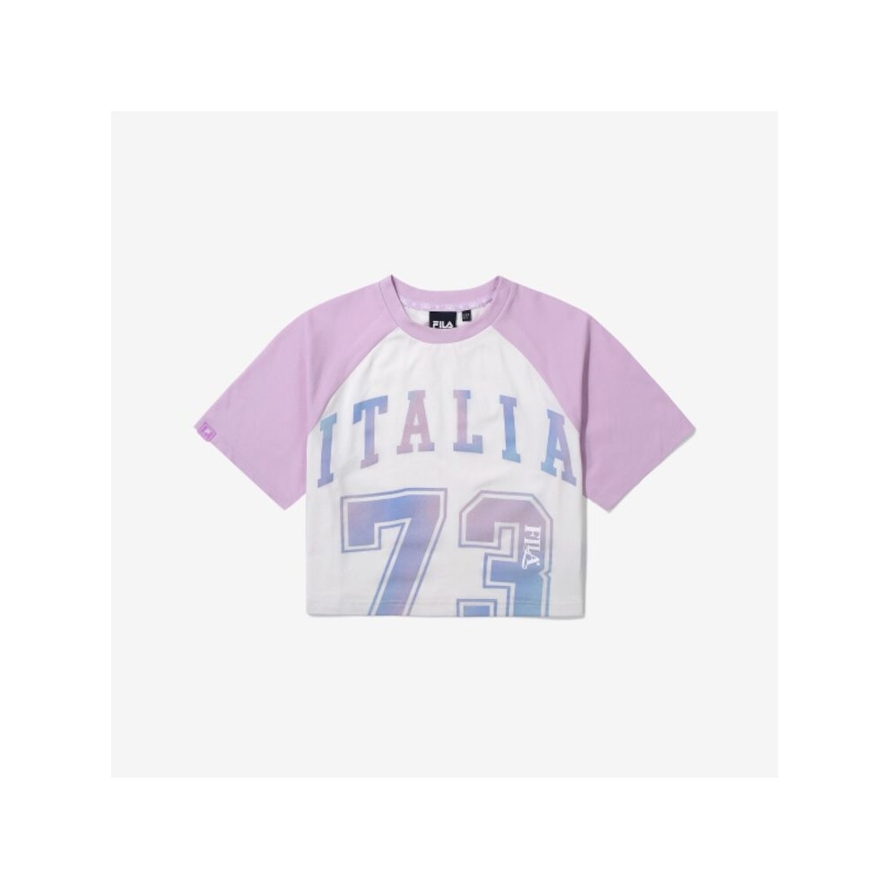 [FILA KIDS] ガールズラグランカラークロップ T シャツ (FK2RSG2306F_LPM) Q0ZFK2RSG2306FLPM