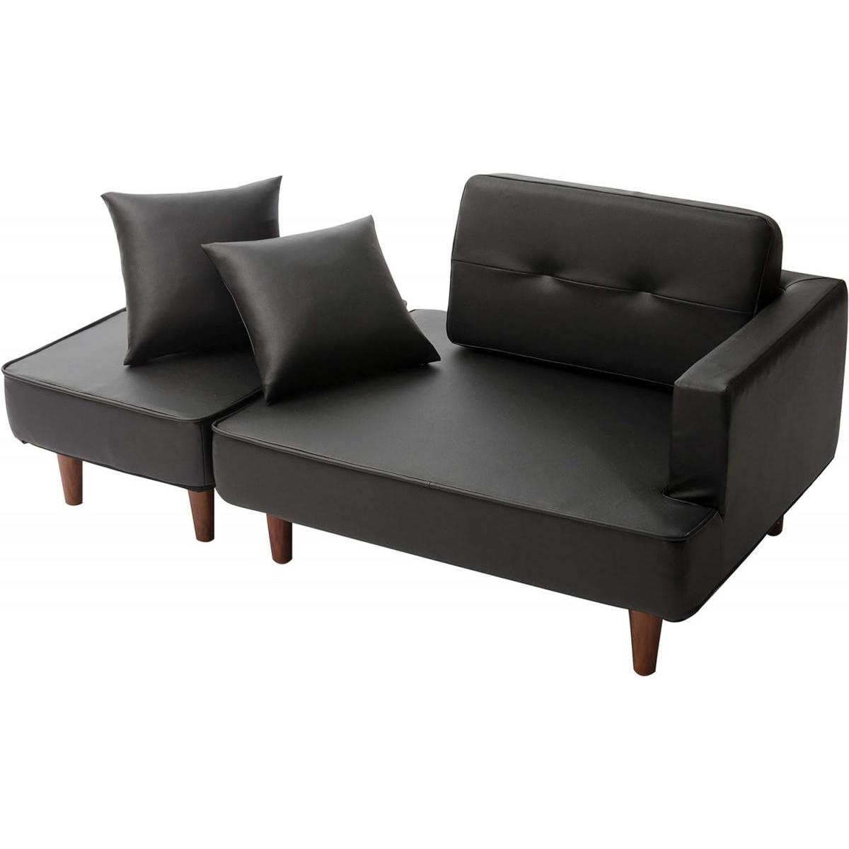 【I】セルタン CELLUTANE カウチソファ NAP 2人掛け 脚置き付 PVC レザー ブラック 黒 A969p-597BK コンパクト ソファ【受注生産品】グ 水洗 23,800円