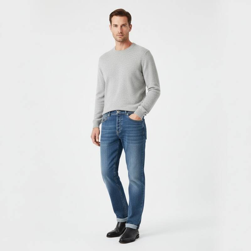 ブルネロ・クチネリ パッチロゴ ストレッチウォッシュ レジャーフィット デニム メンズパンツ M283PX1290 C1471