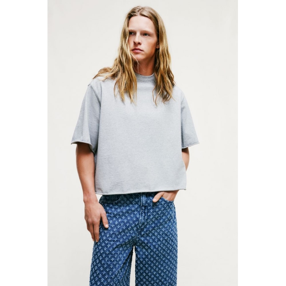 H&M オーバーサイズフィット T シャツグレーメランジ