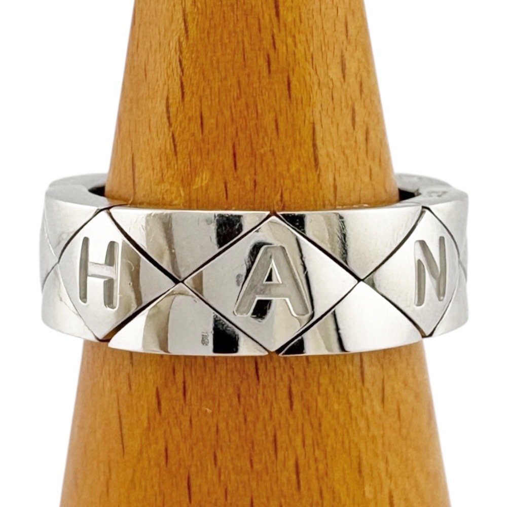 シャネル マトラッセ キルティング ロゴ リング 指輪 11.5号 18金 K18ホワイトゴールド CHANEL 中古 美品