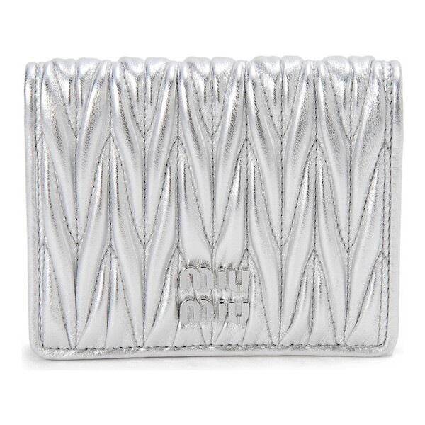 ミュウミュウ 二つ折り財布 シルバー 5MV204 AFPP F0118 BIFOLD WALLET ARGENTO 並行輸入品