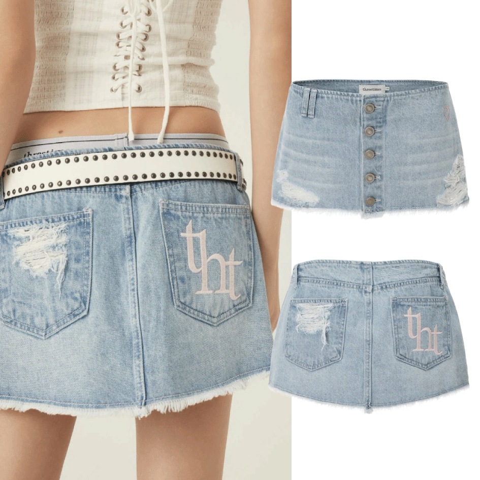 Pink crush denim skirt ミニスカート 8,650円