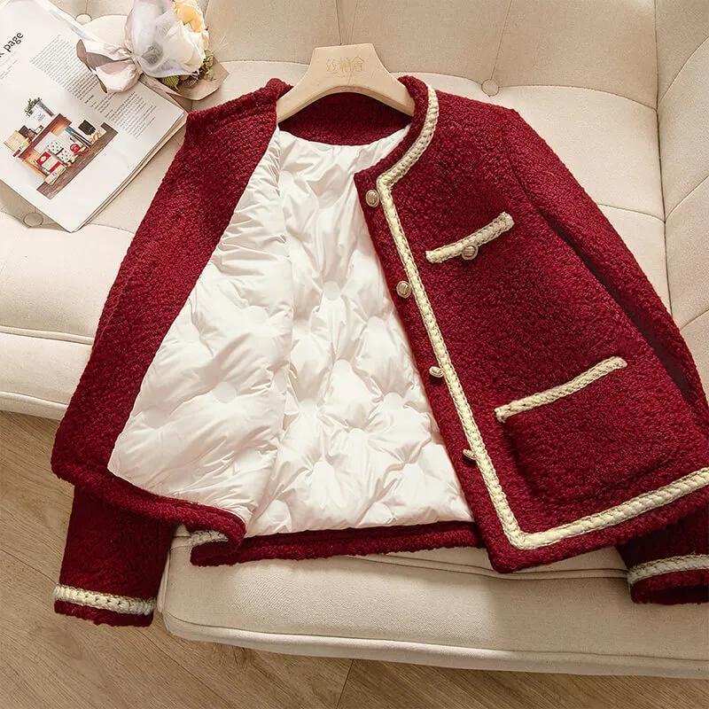 フレンチな小香風のおしゃれな厚手のダウンジャケットダウンジャケット・コート