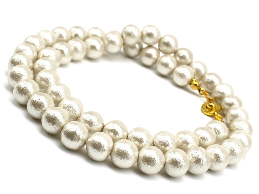 コットンパール ネックレス ホワイト シロ 40cm レディース レディースネックレス アクセサリー レディースアクセサリー 白 女性用 結婚式 冠婚葬祭 入学式 卒業式