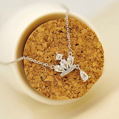 ネックレス レディース しずく クイーンクラウン ティアラ ピンク ゴールド シルバー925