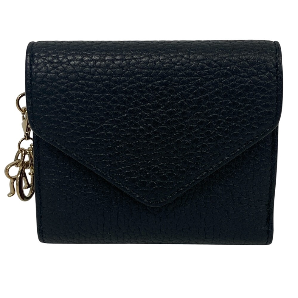 ディオリッシモ コンパクトウォレット レザー 三つ折り財布 ブラック レディース ブランド