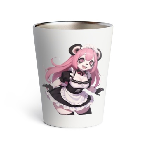 【文字入れ可能受注生産】パンダの女の子　メイド　ケモナー　ピンク髪 サーモタンブラー
