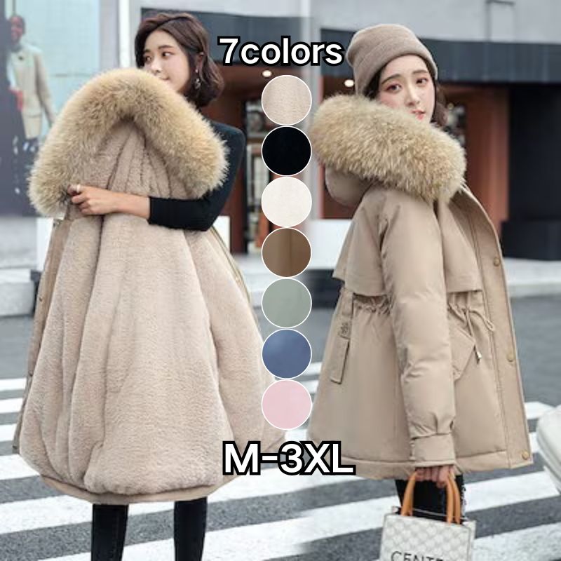 [急速出荷]綿ジャケット女性冬セクションカジュアルなミディアムレングス韓国風女性暖かいルーズな大きな毛皮襟綿ジャケットコートジャンパー ブルゾン 冬アウター(最安値保証)