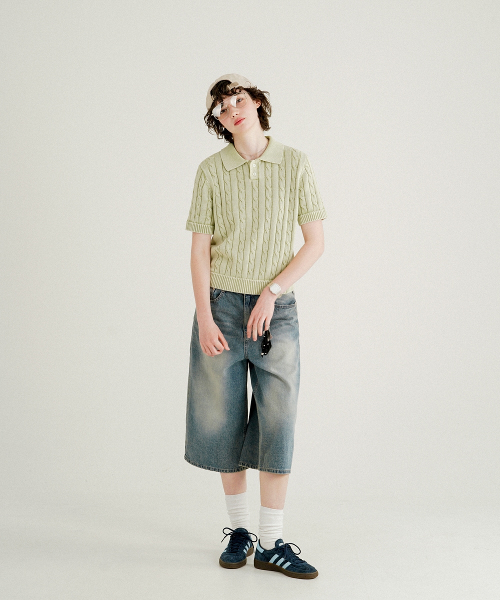 TWIST WASHED SHORT SLEEVE KNIT MJKN7710