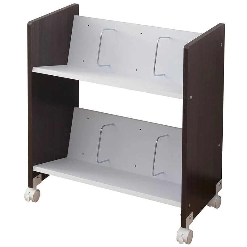 【即納】[山善] A4ファイルラック 2段 キャスター付き 斜めで取り出しやすい 幅55×奥行30×高さ65.5cm 書類収納 ファイルワゴン 組立品 ブラウン CFR-60532C(BR)
