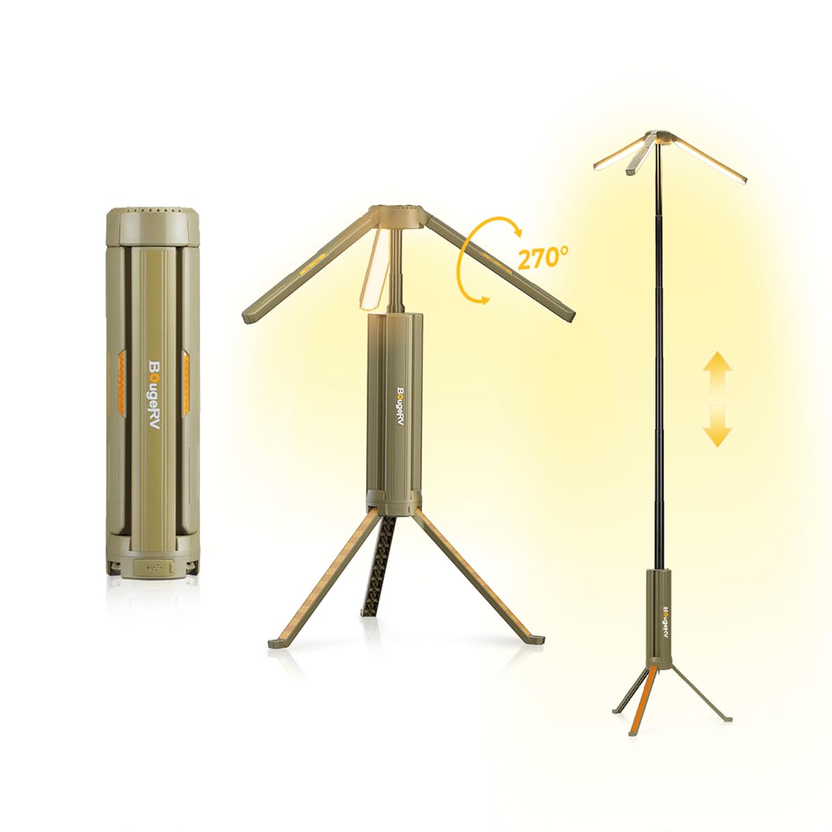 BougeRV ledライト キャンプランタン 折りたたみ可能 15600mAH大容量バッテリー内蔵 スタンド付き自立可能 USB充電式 長さ調整可能 調光可能 2色切替 SOSモード コンパクト 持 9,459円